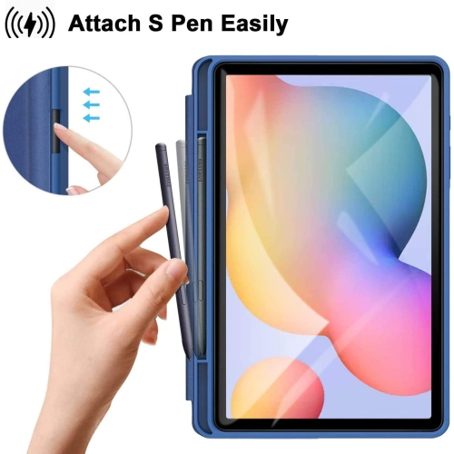 Ztotop 2022/2020 Galaxy Tab S6 Lite 10.4 Case with Pen Holder, Auto Wake/Sleep, Slim PU Lightweight Trifold Cover for Samsung S6 Lite Tablet, Blue