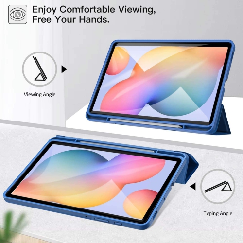 Ztotop 2022/2020 Galaxy Tab S6 Lite 10.4 Case with Pen Holder, Auto Wake/Sleep, Slim PU Lightweight Trifold Cover for Samsung S6 Lite Tablet, Blue