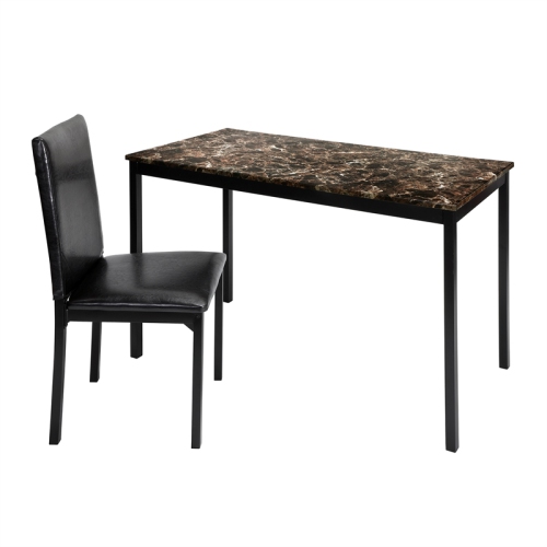 Lexicon Tempe 48" Transitional Metal Writing Desk with chair in Black/Dark Brown