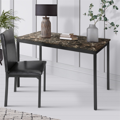 Lexicon Tempe 48" Transitional Metal Writing Desk with chair in Black/Dark Brown