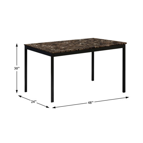 Lexicon Tempe 48" Transitional Metal Writing Desk with chair in Black/Dark Brown
