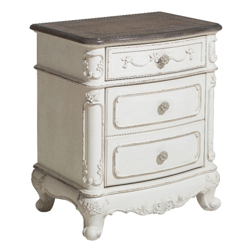 Lexicon Traditional Wood and MDF Board Night Stand in Antique White/Gray