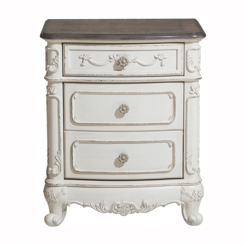 Lexicon Traditional Wood and MDF Board Night Stand in Antique White/Gray