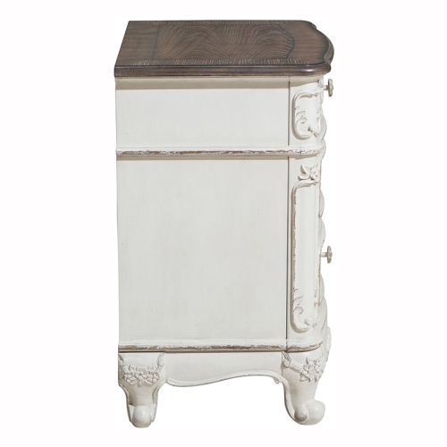 Lexicon Traditional Wood and MDF Board Night Stand in Antique White/Gray