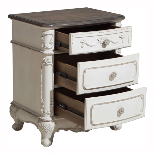 Lexicon Traditional Wood and MDF Board Night Stand in Antique White/Gray
