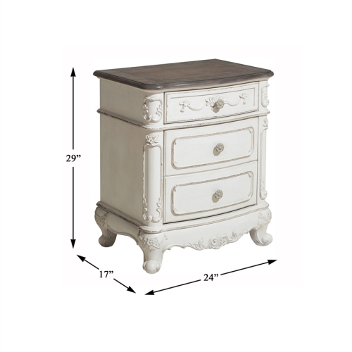 Lexicon Traditional Wood and MDF Board Night Stand in Antique White/Gray