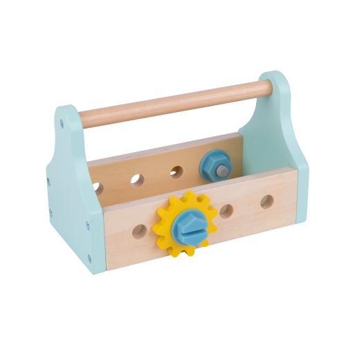TOOKYLAND Boîte à Outils Jouet en Bois - 18pcs - Ensemble de Jeu Coffre de Construction pour Enfants 3 Ans +