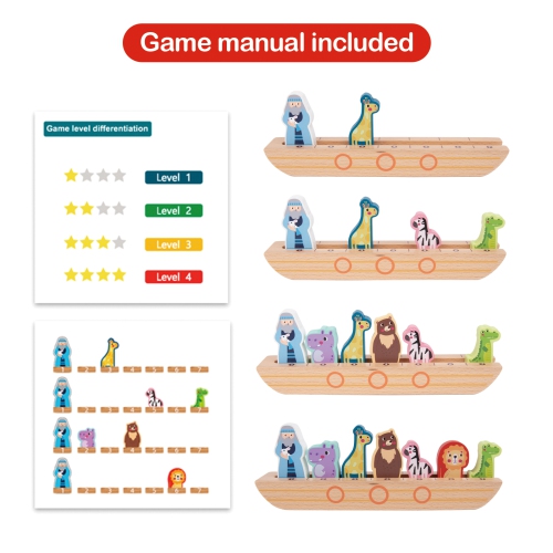 TOOKYLAND Jouet Arche de Noé - 9pcs - Jeu de Tri et d'Association en Bois avec Arche, Figurines et Livret, pour Enfants de 3 ans et plus