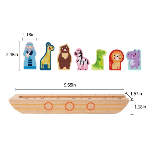 TOOKYLAND Jouet Arche de Noé - 9pcs - Jeu de Tri et d'Association en Bois avec Arche, Figurines et Livret, pour Enfants de 3 ans et plus