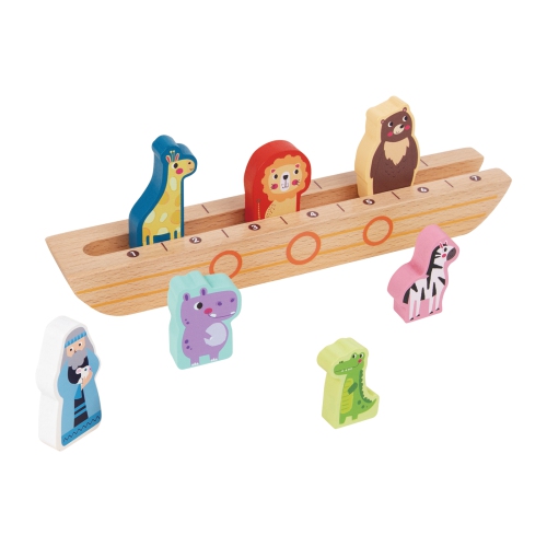 TOOKYLAND Jouet Arche de Noé - 9pcs - Jeu de Tri et d'Association en Bois avec Arche, Figurines et Livret, pour Enfants de 3 ans et plus