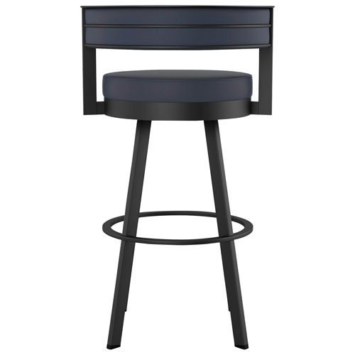 Browser Contemporary Faux Leather Bar Height Barstool - Navy Blue/Black