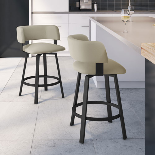Stinson Contemporary Bar Height Barstool - Greige/Black