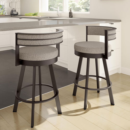 Browser Contemporary Bar Height Barstool - Beige Brown Woven/Brown