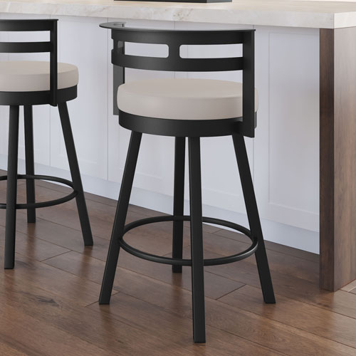 Render Contemporary Bar Height Barstool - Cream/Black