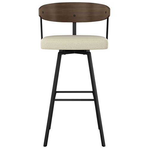 Quinton Contemporary Counter Height Barstool - Cream Boucle/Brown/Black
