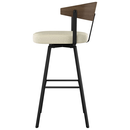 Quinton Contemporary Counter Height Barstool - Cream Boucle/Brown/Black