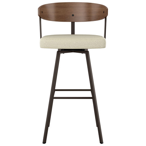 Quinton Contemporary Counter Height Barstool - Cream Boucle/Light Brown/Dark Brown