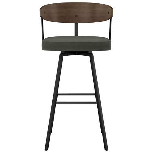 Quinton Contemporary Bar Height Barstool - Charcoal Grey/Brown/Black