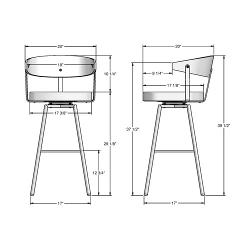 Quinton Contemporary Bar Height Barstool - Charcoal Grey/Brown/Black