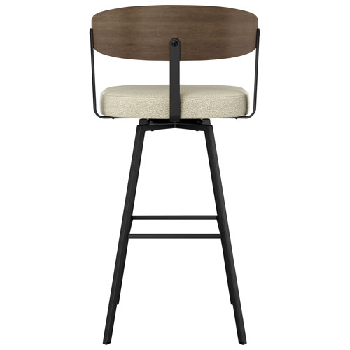 Quinton Contemporary Bar Height Barstool - Cream Boucle/Brown/Black