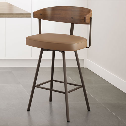 Quinton Contemporary Bar Height Barstool - Tan/Light Brown/Dark Brown