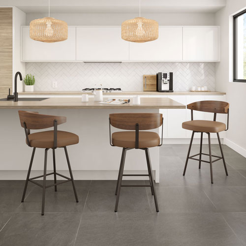 Quinton Contemporary Bar Height Barstool - Tan/Light Brown/Dark Brown