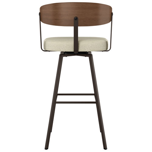 Quinton Contemporary Bar Height Barstool - Cream Boucle/Light Brown/Dark Brown