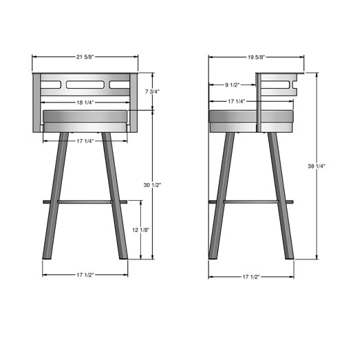 Render Contemporary Bar Height Barstool - Taupe Grey/Black