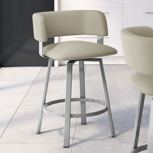 Stinson Contemporary Counter Height Barstool - Greige/Metallic Grey