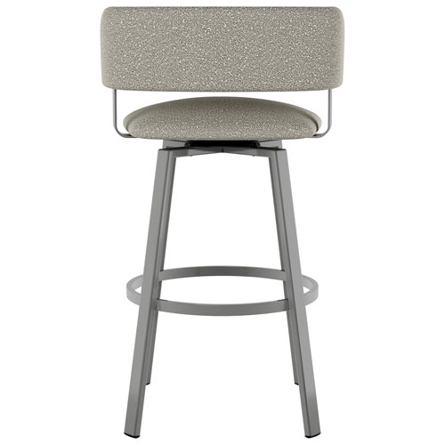 Tabouret de bar contemporain à hauteur de comptoir Stinson - Tissu bouclé gris beige/Gris métallique