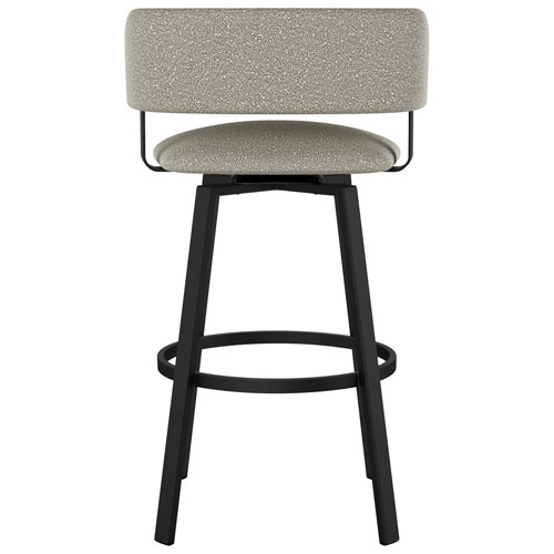 Tabouret de bar contemporain à hauteur de comptoir Stinson - Tissu bouclé gris beige/Noir