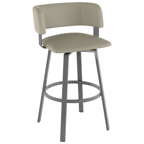 Image 1 of 8.. Stinson Contemporary Bar Height Barstool - Greige/Metallic Grey