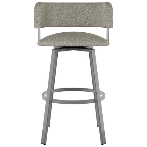 Stinson Contemporary Bar Height Barstool - Beige Grey Boucle/Metallic Grey