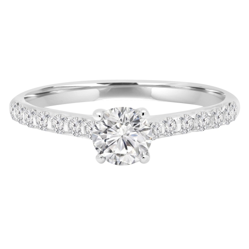 MAJESTY DIAMONDS  3/5 Ctw Round Diamond Trellis Solitaire With Accents Engagement Ring In 14K Gold (Md220443) - Size 4 to 9 In White