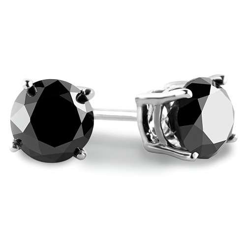 MAJESTY DIAMONDS  1/5 Ctw Round Black Diamond 4-Prong Stud Earrings In 14K Gold (Md220049) In White