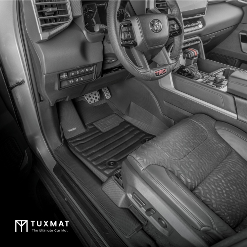 TuxMat - for Toyota Tundra Double Cab 2022-2026 Models - Custom Car Mats - Maximum Coverage, All Weather, Laser Measured - This Full Set Includes 1st
