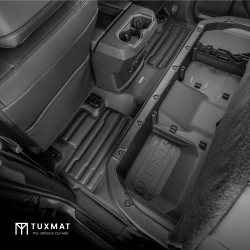 TuxMat - for Toyota Tundra Double Cab 2022-2026 Models - Custom Car Mats - Maximum Coverage, All Weather, Laser Measured - This Full Set Includes 1st