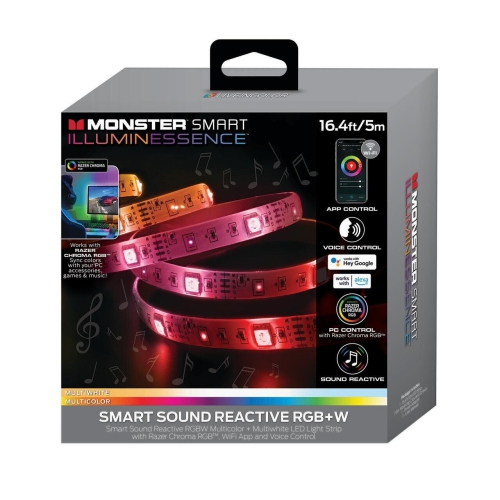 MONSTER  Wifi RGBw Smart Sound Reactive Multi-Color Led Light Strip 16.4Ft/5M