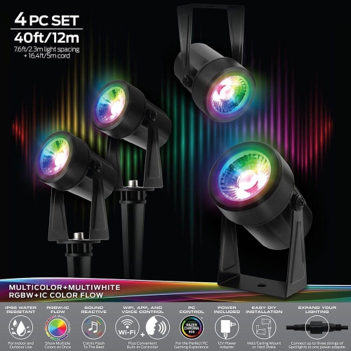 Monster Smart Illuminessence 4-Piece Smart Spotlight Outdoor Yard Light