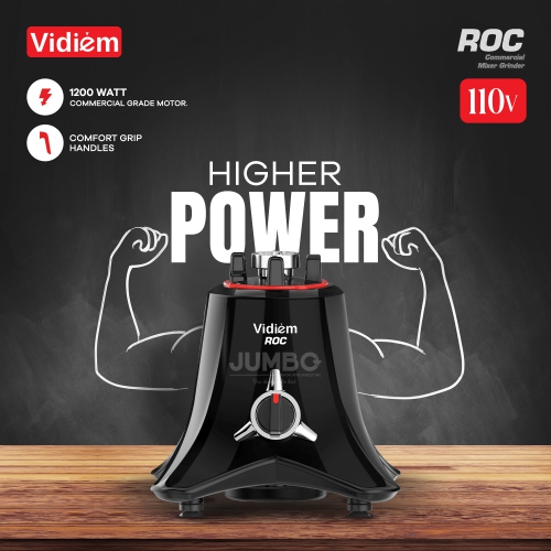 Vidiem ROC 1200W / 110V Commercial Residential Mixer Grinder, Stainless Steel Jars - Indian Mixer Grinder, Spice & Coffee grinder Jar for use in