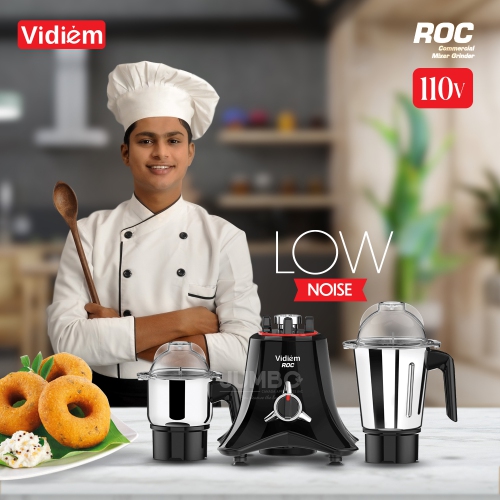 Vidiem ROC 1200W / 110V Commercial Residential Mixer Grinder, Stainless Steel Jars - Indian Mixer Grinder, Spice & Coffee grinder Jar for use in