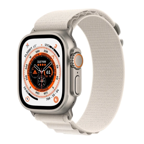 Apple Watch Ultra 49mm Titanium Case with Starlight Alpine Loop - Medium - Brand New