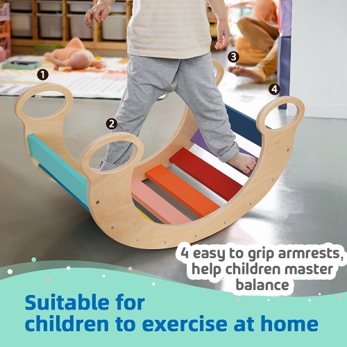 TOOKYLAND Arche d'Escalade en Bois - Jouet de Grimpe à Bascule Montessori pour Enfants de 3 Ans +