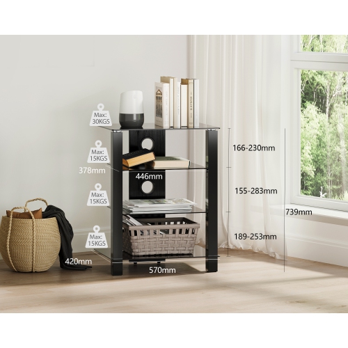 FITUEYES TV Stand 4 Tier TV Cabinet for Home Theater / TV / Xbox One / PS4 / Receiver / Sound Bar / Game Console with Cable Management