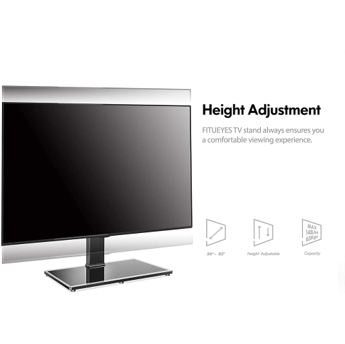 FITUEYES TV Stand on Table with Swivel Mount & Height Adjustable for 50 to 85 inch TV, Big Table Top TV Stand Holds up to 110lbs Screen, VESA Range