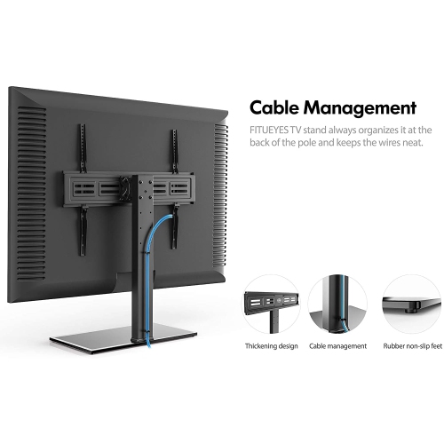 FITUEYES TV Stand on Table with Swivel Mount & Height Adjustable for 50 to 85 inch TV, Big Table Top TV Stand Holds up to 110lbs Screen, VESA Range