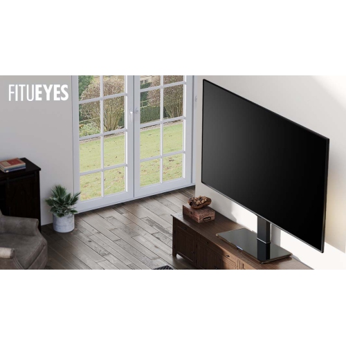 FITUEYES TV Stand on Table with Swivel Mount & Height Adjustable for 50 to 85 inch TV, Big Table Top TV Stand Holds up to 110lbs Screen, VESA Range