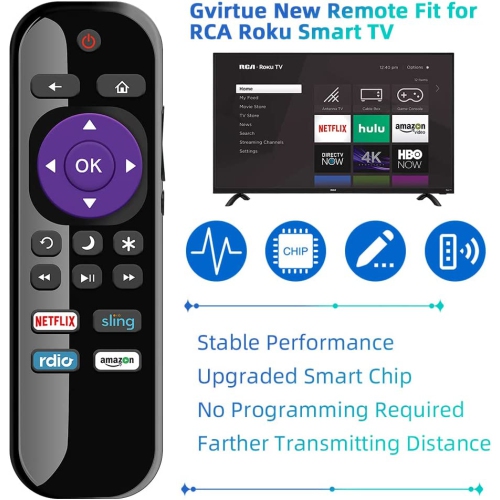 Universal Roku Remote Control Replacement for RCA Roku Smart TV Remote and Roku RCA Smart TV 32 40 43 49 50 55 60 65 70 inch, 4K LED LCD HDR UHD
