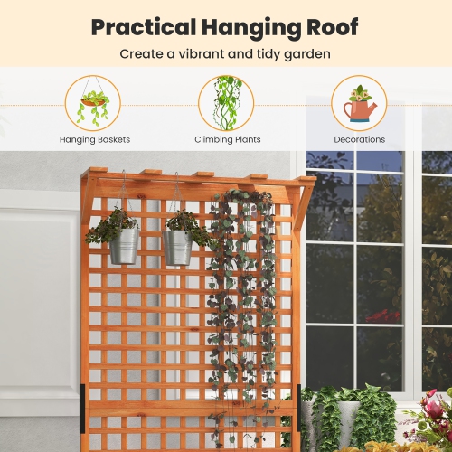 Gymax Wooden Planter Raised Garden Bed w/ Planter Box & Trellis Indoor & Outdoor