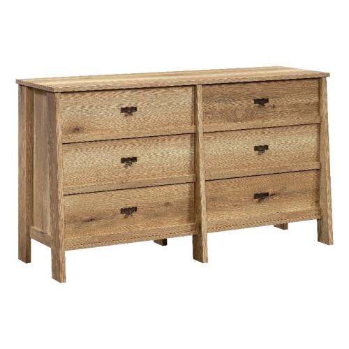 BOWERY HILL  Modern Engineered Wood 6 Drawer Dresser In Timber Oak